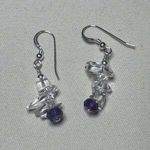 Chic Silver and Purple Crystal Earrings